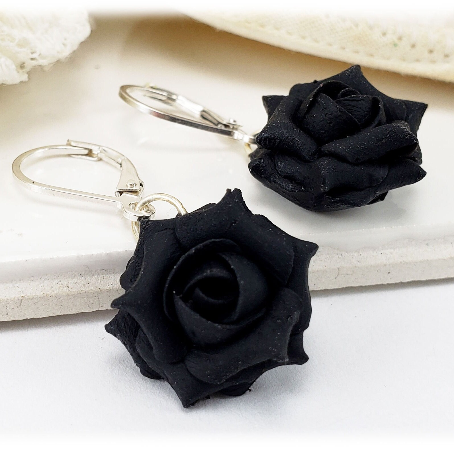 Black rose cheap earrings