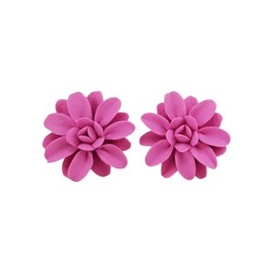 Pink Dahlia Flower Stud Earrings: Hypoallergenic, Polymer Clay
