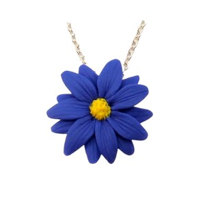 Blue Aster Flower Pendant Necklace: September Birth Flower Gift