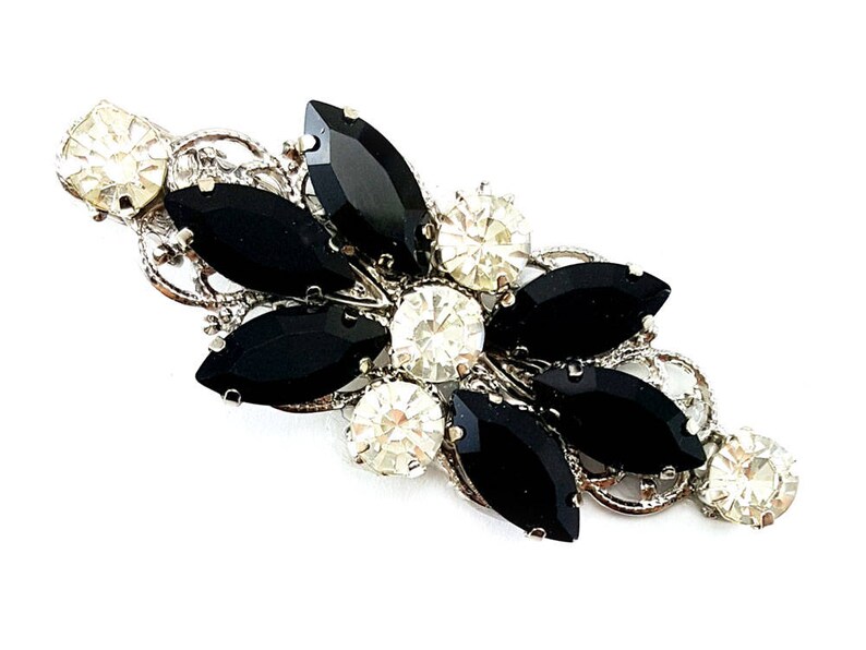 Black Rhinestone Hair Clip Comb or Barrette 1920s Style Etsy