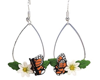Whimsical Daisy Butterfly Earrings | Springtime Jewelry | Flower & Insect Theme Accessories | Unique Gift for Her April Birthday | Mom Gifts