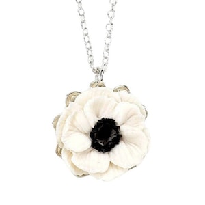 Anemone Flower Necklace: Filigree Pendant Bridal Flower Jewelry