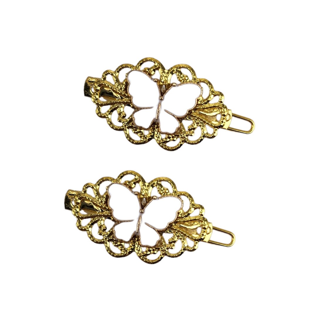 White Butterfly Tiny Barrette Set Butterfly Hair Accessories White