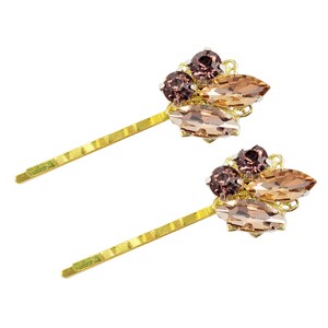 Rhinestone Hair Pins: Blush Pink & Amethyst Bobby Pins (Set of 2)
