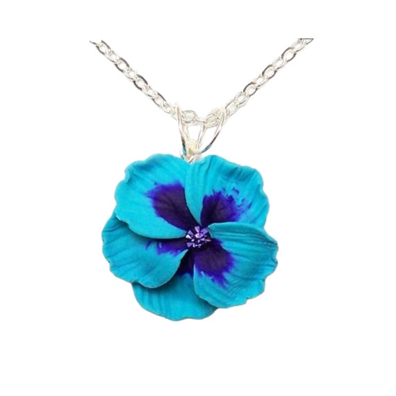 Hibiscus Pendant Necklace Hibiscus Jewelry Etsy
