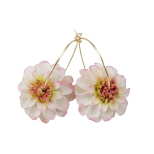 Hand Sculpted Dahlia Hoop Earrings: Sterling Silver or Gold Filled