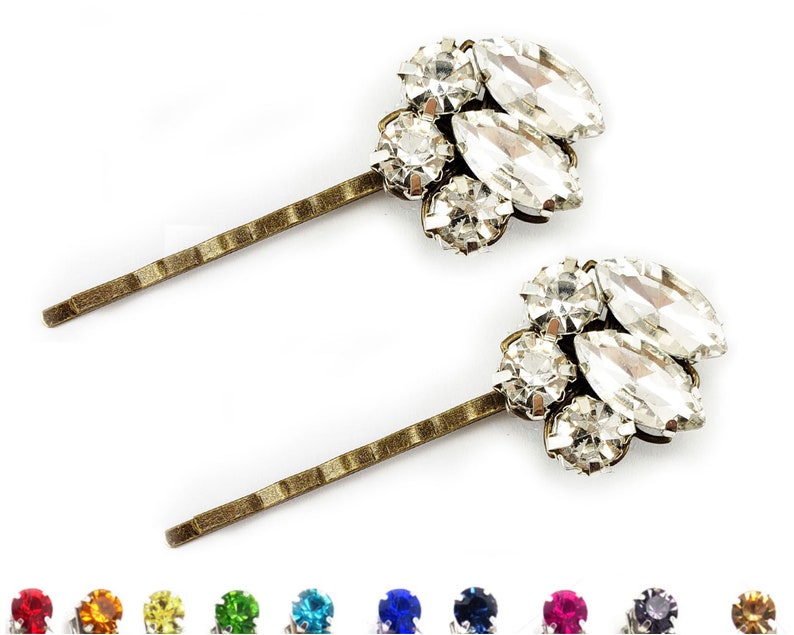 Custom Rhinestone Gold Hair Pins Gold Wedding Hair Pins Etsy