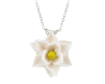 Magnolia Pendant Necklace | Magnolia Jewelry | White Flower Necklace
