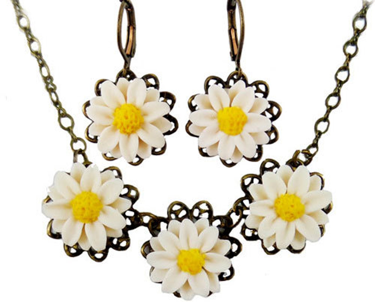 Daisy Jewelry Set Daisy Jewelry White Daisy Wedding Etsy