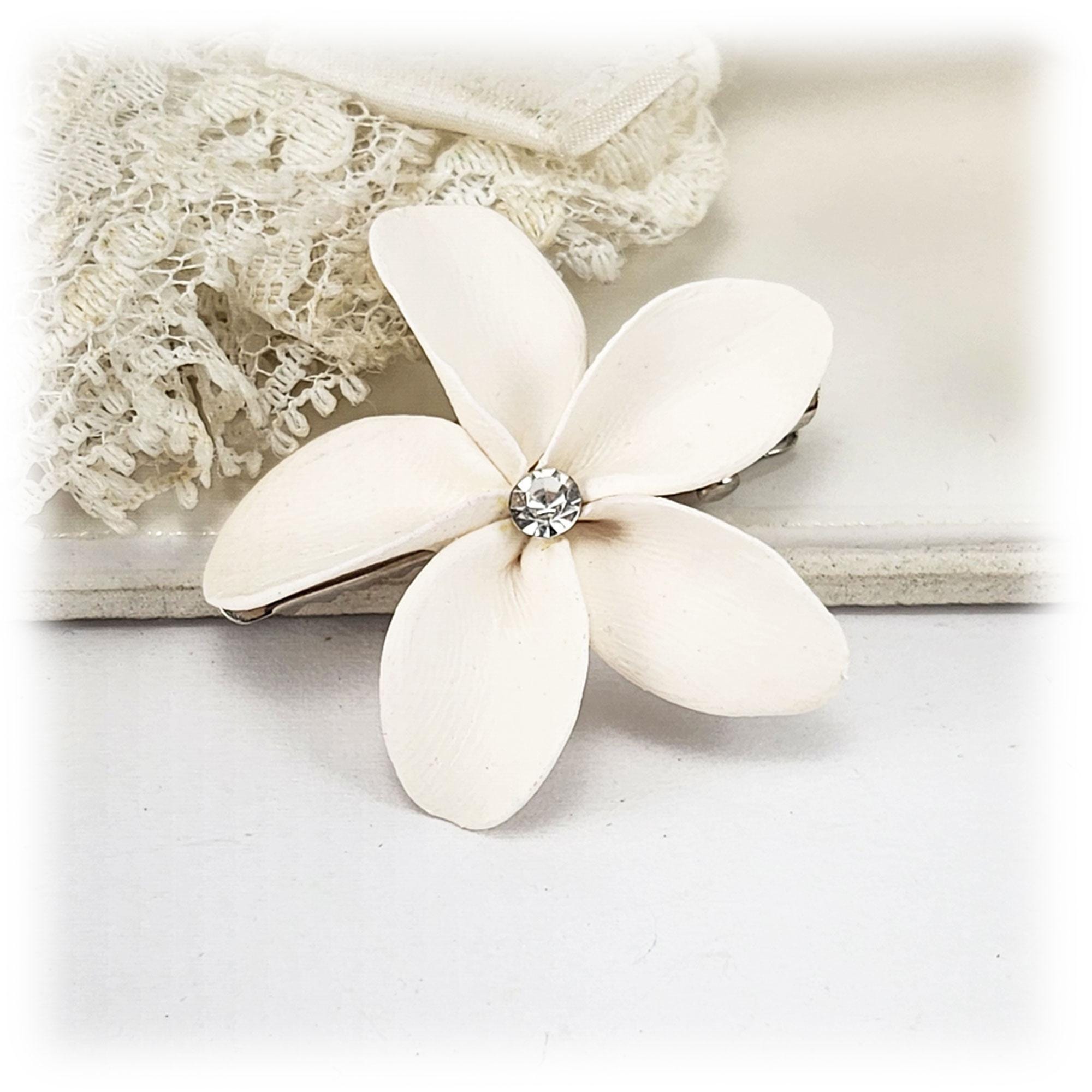?NWOT?Plumeria & crystal hair barrette clip pin Amazon.com : 5 Pcs double flower decorative jeweled  main image 4