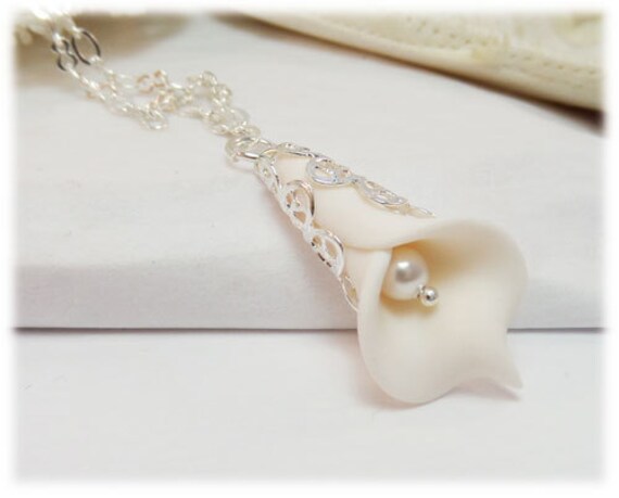 Calla Lily Pearl Necklace Calla Lily Jewelry Calla Lily - Etsy