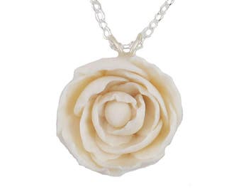 Peony Pendant Necklace: November Birth Flower Gifts, Sterling Silver or Gold Filled Option