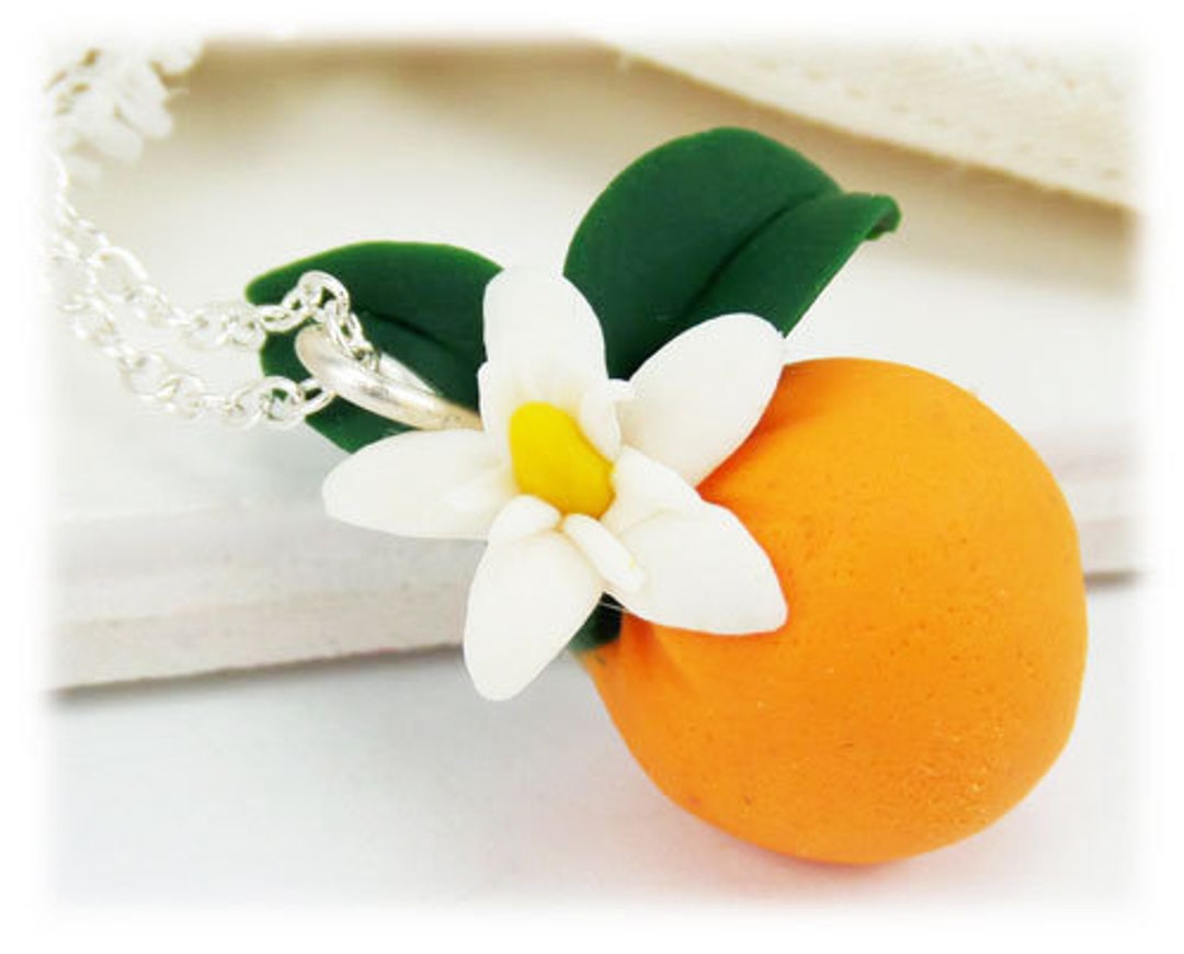 Orange Blossom Necklace Orange Fruit Jewelry Orange Citrus Etsy