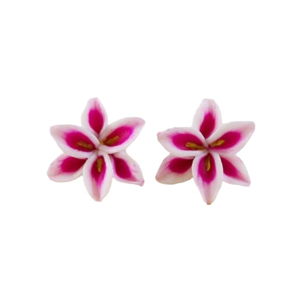 Pink Stargazer Lily  Earrings Stud or Clip On | Pink Lily Wedding Jewelry | Pink Flower Studs | Hypoallergenic Flower Stud Earrings Titanium