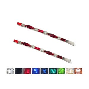 Long Jeweled Bobby Pins: Jumbo Gem Slim Hair Pins (Set of 2)