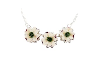 Dogwood Flower Bib Necklace: Adjustable, Silver, Gold, or Antique Brass
