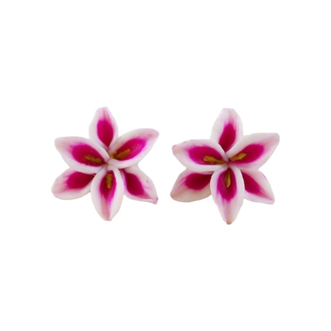 Pink Stargazer Lily Stud Earrings or Clip Ons: Hand Sculpted Clay Flower, Hypoallergenic Options - Etsy