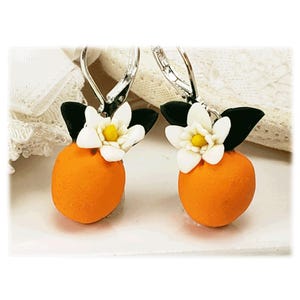 Hand Sculpted Orange Blossom Earrings: Polymer Clay Citrus Jewelry