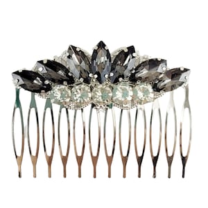 Art Deco Strass Haarkamm: Grauer Kristall, Stil der 20er Jahre