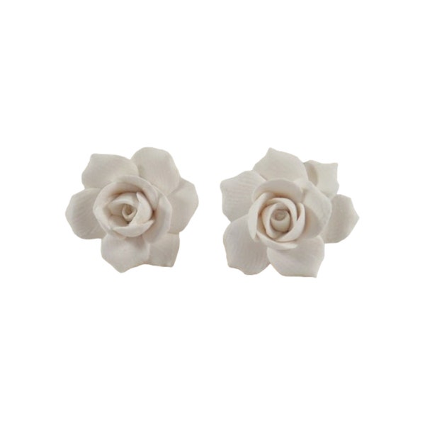 Gardenia Earrings Stud or Clip On | Gardenia Jewelry | White Flower Wedding Studs | Gardenia Wedding Jewelry | Hypoallergenic Stud Earrings