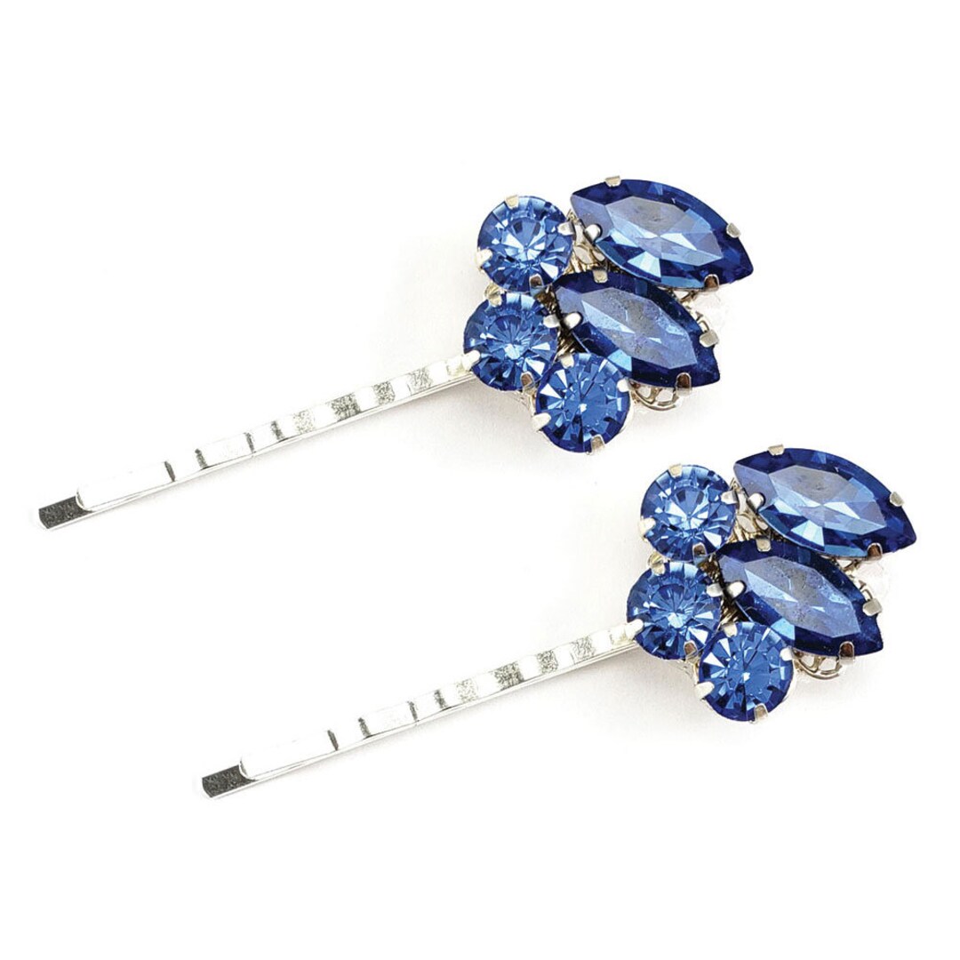 Light Sapphire Blue Rhinestone Hair Pins Something Blue Hair