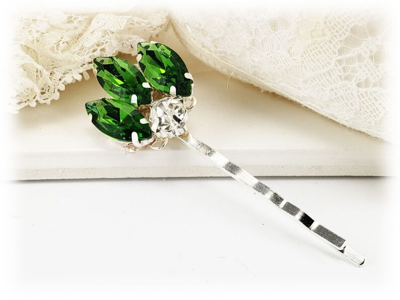 Emerald Hair Pins Set 1920s Emerald Green Clips Vintage Etsy