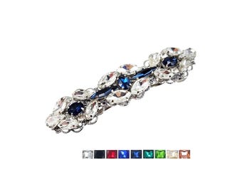 Rhinestone Barrette 3 inches : Custom Colors, Vintage Style, Antique Silver