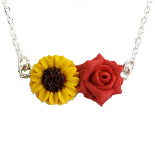 Two Flowers Necklace Multi Flower 