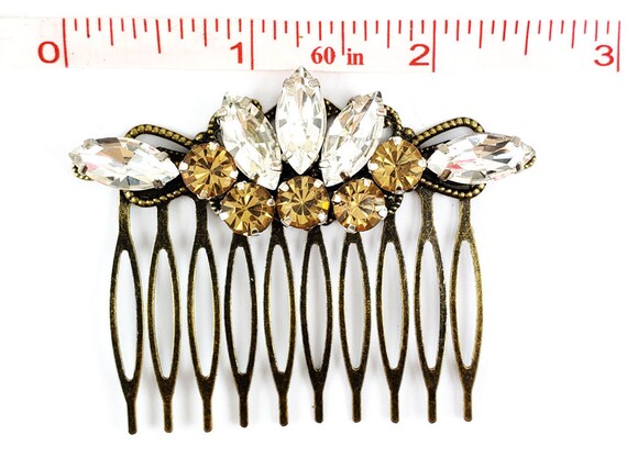 1920s Rhinestone Hair Comb: Art Deco Style, Custom Colors  display picture 2