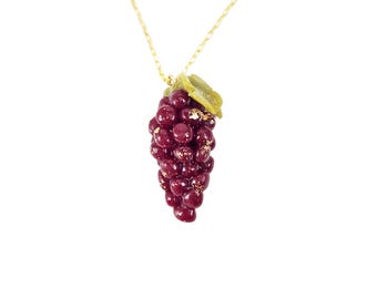 Burgundy Purple Grape Pendant Necklace: Sterling Silver or Gold Filled Option