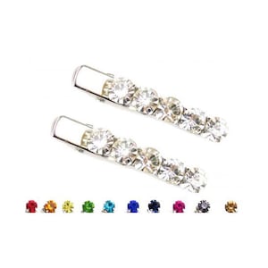Rhinestone Alligator Hair Clips Custom Colors | Single Row Small Rhinestone Clips Bangs Short Fine Hair
