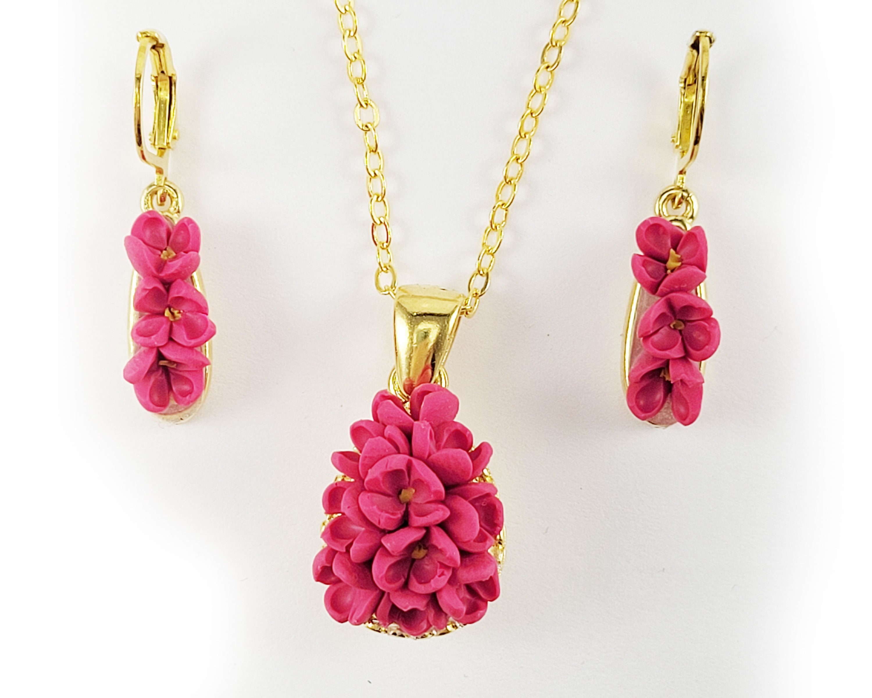 Lilac Jewelry Set Lilac Flowers Necklace Earrings Set Etsy