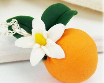 Orange Blossom Fruit Necklace | Citrus Orange Jewelry | Fruit Necklace | Fruit Jewelry | Citrus Fruit Accessories | Food Jewelry