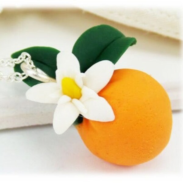 Orange Blossom Fruit Necklace | Citrus Orange Jewelry | Fruit Necklace | Fruit Jewelry | Citrus Fruit Accessories | Food Jewelry