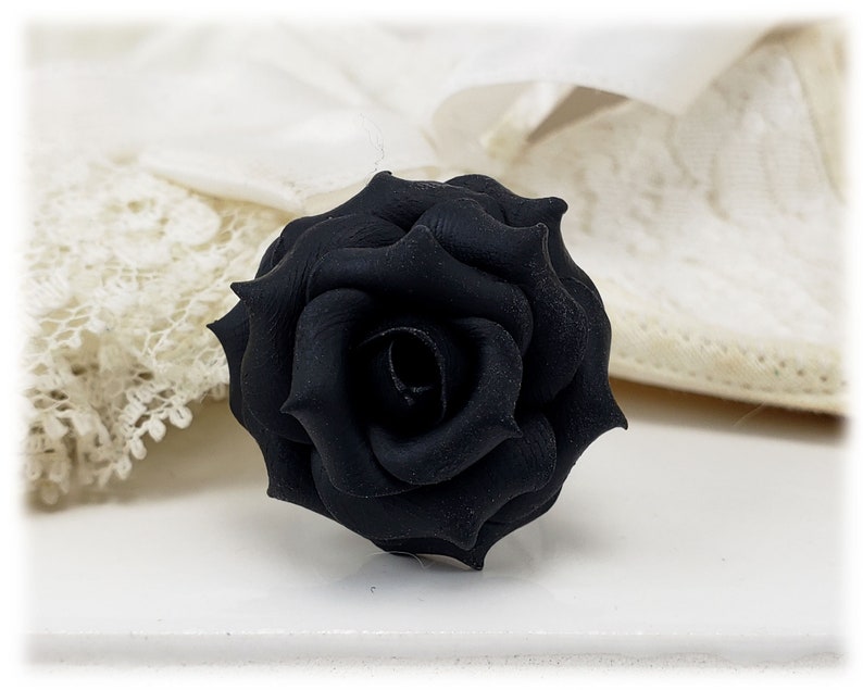 Large Black Rose Ring Adjustable Sterling Silver Black Rose Ring Black Rose Jewelry 14k Gold Filled Black Rose Ring Black Flower Ring