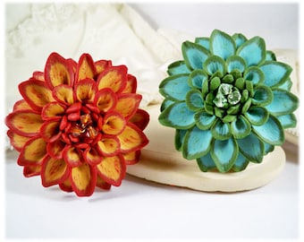 Large Dahlia Brooch Pin 2 INCH | Dahlia Jewelry | Large Colorful Floral Brooch