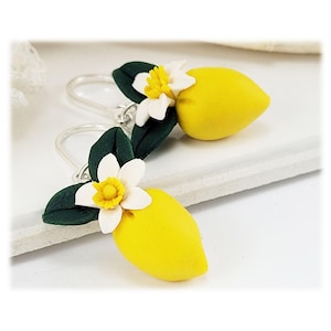 Handmade Lemon Blossom Earrings: Polymer Clay Citrus Jewelry
