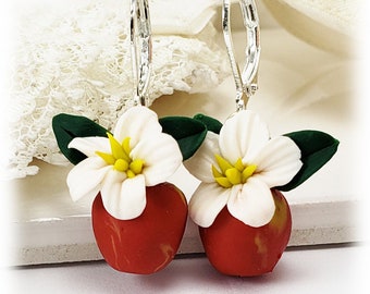 Apple Dangle Fruit Earrings | Apple Jewelry | Gifts for Teacher | Food Jewelry