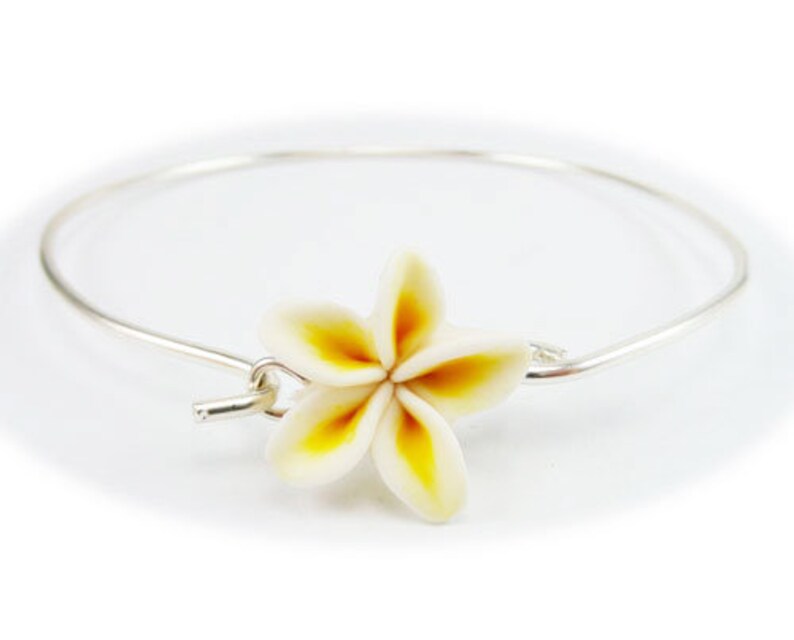 Plumeria Bracelet Sterling Silver Bangle Plumeria Jewelry Etsy