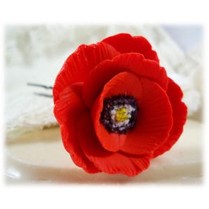 Red Poppy Hair Pin Clip  | Poppy Hair Accessory | Red Poppies for Hair | Poppy Hair Flower | August Birth Flower Gifts