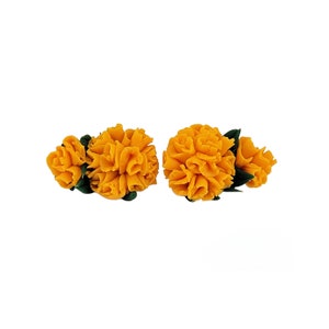 Marigold Stud Earrings: Hand Sculpted Polymer Clay, Hypoallergenic Titanium Option