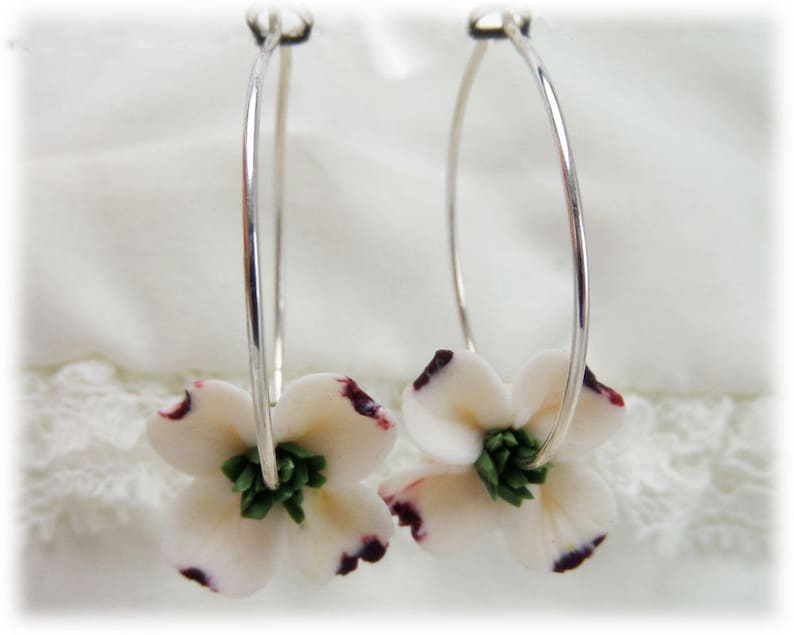 Dogwood Hoop Earrings Dogwood Jewelry White Flower Hoop Etsy