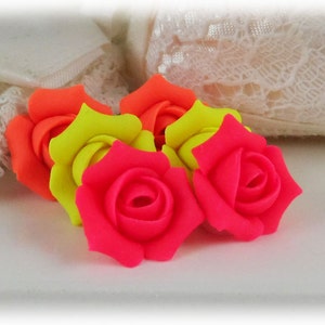 Neon Rosebud Stud Earrings: Hypoallergenic Titanium, Sterling Silver, or Gold Filled