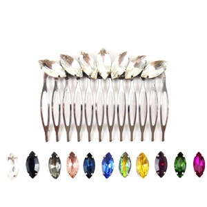 Simple 1920s Deco Style Rhinestone Hair Comb 2.5 INCH Custom Colors | Assorted or Solid Colors Rhinestone Side or Upd Comb