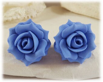 Blue 2024 rose earrings
