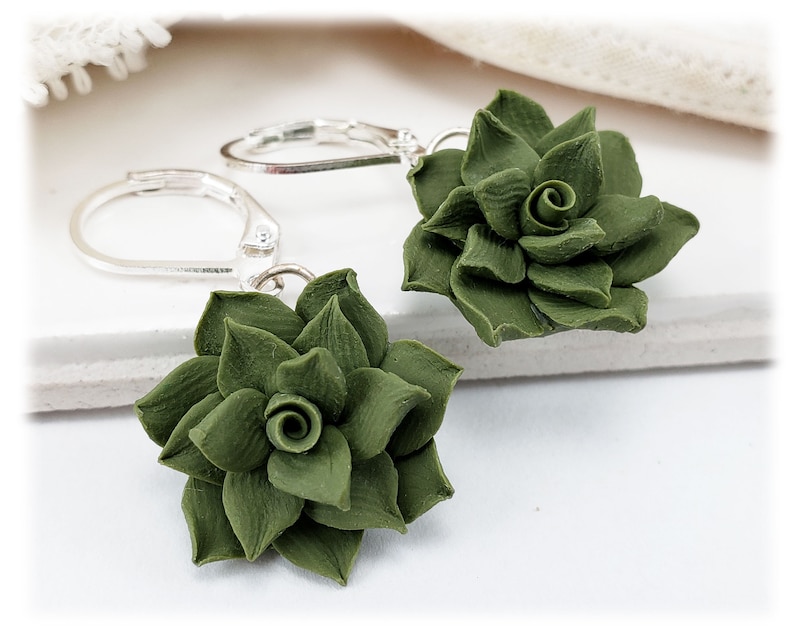 Succulent Dangle Earrings Succulent Jewelry image 1