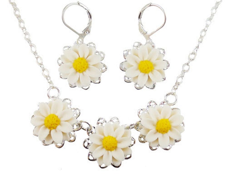 Daisy Jewelry Set Daisy Jewelry White Daisy Wedding Etsy