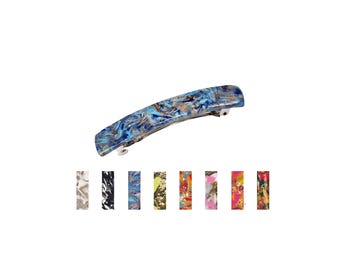 Handcrafted Colorful Marbled Barrette: 4 Sizes, Polymer Clay, Multicolor