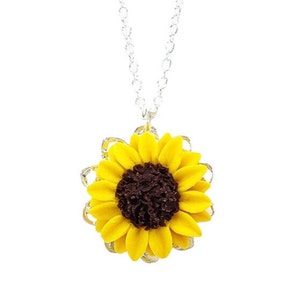 Sunflower Filigree Charm Necklace | Sunflower Jewelry | Yellow Flower Necklace | Vintage Style Sunflower Necklace