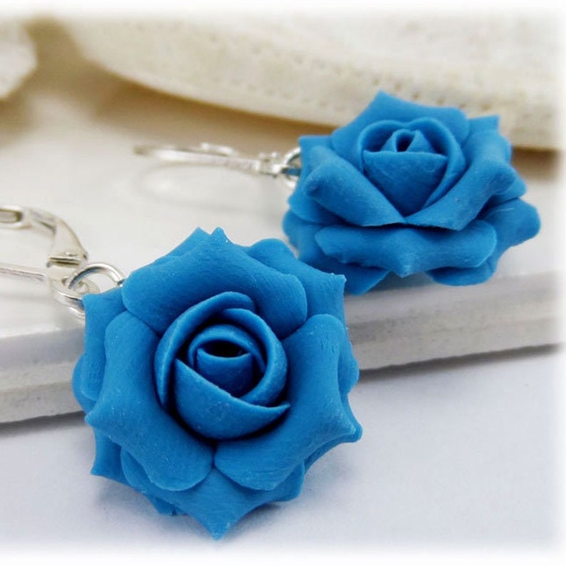 Turquoise Rose Dangle Earrings Turquoise Rose Jewelry Turquoise Flower Earrings Turquoise Floral Bridesmaid Gift Earrings For Her Turquoise